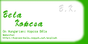 bela kopcsa business card
